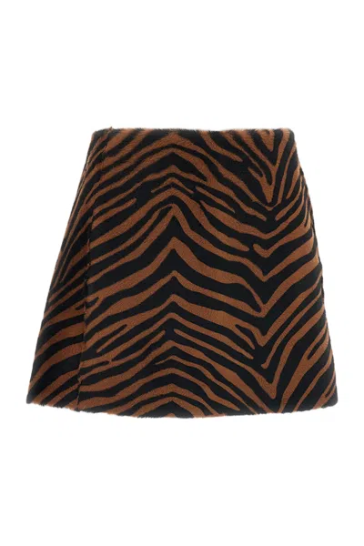 P.a.r.o.s.h Animalier Pony-effect Leather Mini Skirt In Brown