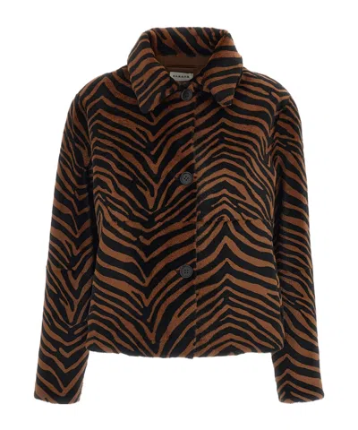 P.a.r.o.s.h Brown Animalier Nappa Leather Jacket In Multi