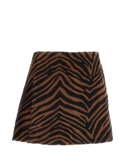 P.a.r.o.s.h Animal-print Mini Skirt In Brown