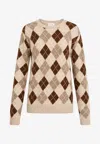 P.a.r.o.s.h Argyle Knit Crew Neck Long Sleeve Top In Multi