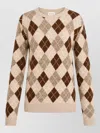 P.a.r.o.s.h Argyle Knit Crew Neck Long Sleeve Top