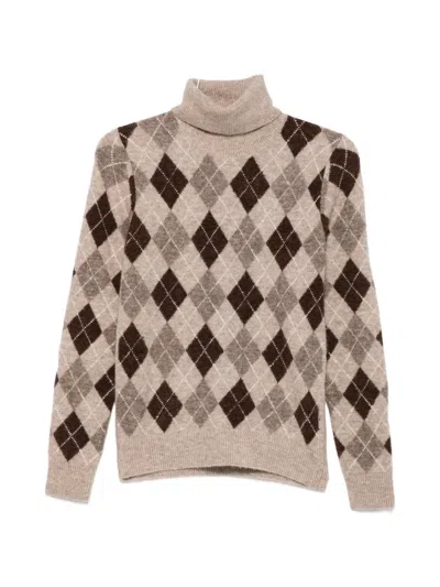 P.a.r.o.s.h Argyle-knit Roll-neck Sweater In Multi