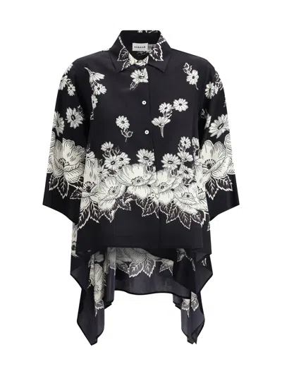 P.a.r.o.s.h Asymmetric Floral Print Shirt In Fantasia Nero