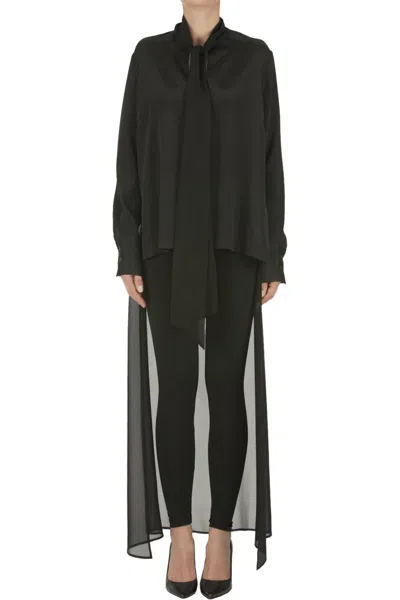 P.a.r.o.s.h Asymmetric Silk Shirt In Black