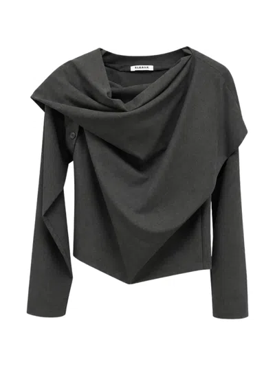 P.a.r.o.s.h Asymmetric-hem Long-sleeve Blouse In Gray
