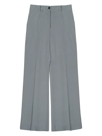 P.a.r.o.s.h Wide-leg High-waist Trousers With Front Button Closure In Gray