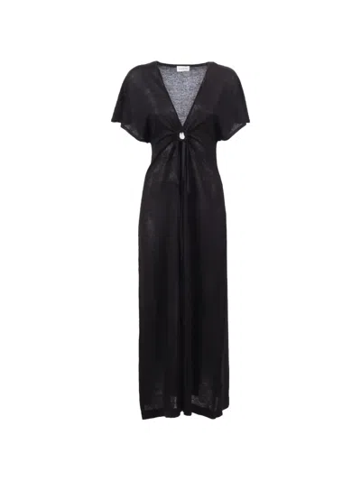 P.a.r.o.s.h Babygirl Ring-detail Dress In Black