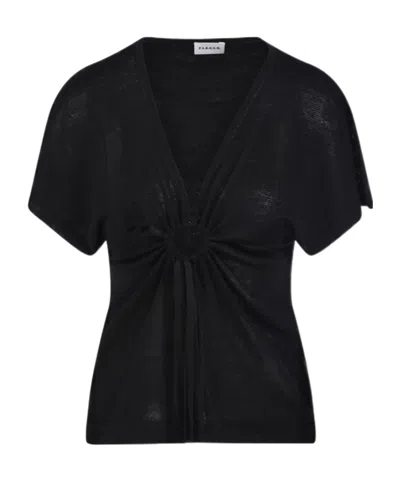 P.a.r.o.s.h . Babygirl Ruched Drawstring Top In Black