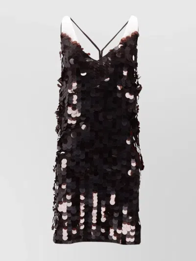 P.A.R.O.S.H BACKLESS SEQUIN SLEEVELESS DRESS WITH SPAGHETTI STRAPS
