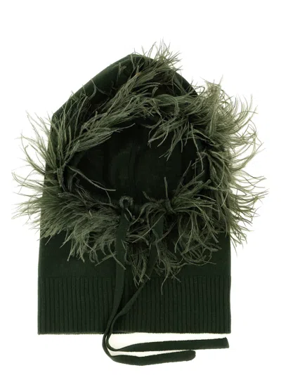 P.a.r.o.s.h . Balaclava With Feathers In Green