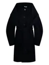 P.a.r.o.s.h Balloon-sleeve Belted Coat In Black
