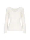 P.a.r.o.s.h Ribbed V Neck Long Sleeve Knitwear In White