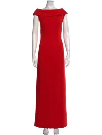 Pre-owned P.a.r.o.s.h Bateau Neckline Long Dress In Red
