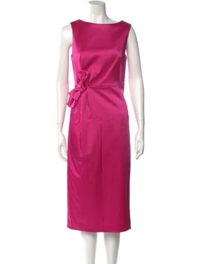 Pre-owned P.a.r.o.s.h Bateau Neckline Midi Length Dress In Pink