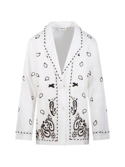 P.a.r.o.s.h Embroidered Linen Jacket With Classic Lapels In White