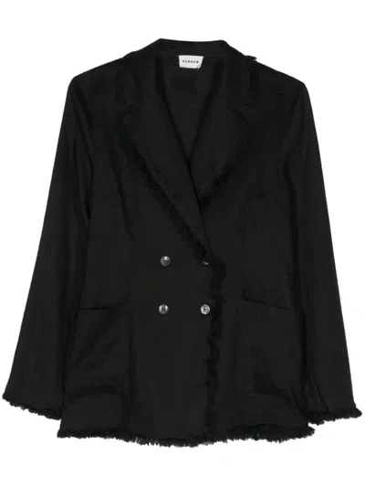 P.a.r.o.s.h Beach24 Frayed Linen Blazer In Black