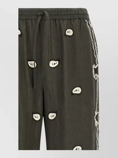P.a.r.o.s.h Beach26 Embroidered Wide Leg Pants In Brown
