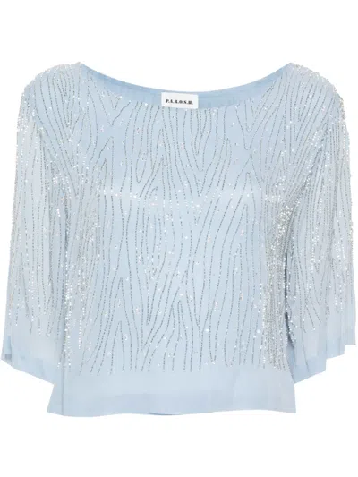 P.a.r.o.s.h Bead-embellished Blouse In Blue