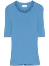 P.a.r.o.s.h Bead-embellished T-shirt In Blue