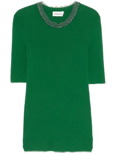 P.a.r.o.s.h Bead-embellished T-shirt In Green