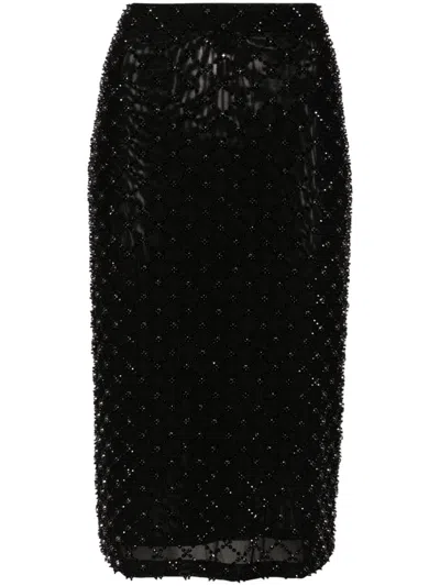 P.a.r.o.s.h Beaded Skirt In 013 Nero