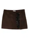 P.a.r.o.s.h Beaded Suede Mini Skirt In Brown