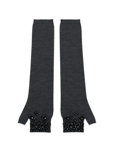 P.a.r.o.s.h Bead-embellished Fingerless Gloves In Black