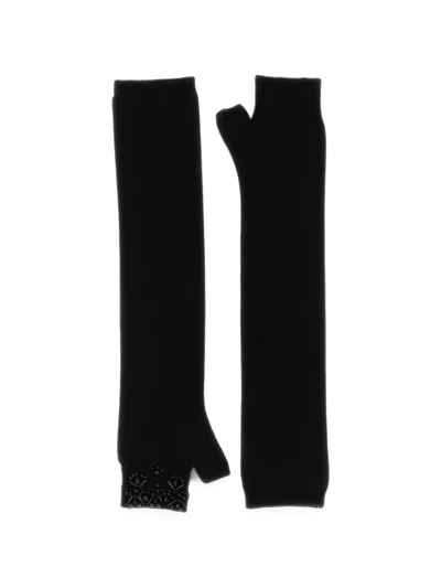 P.a.r.o.s.h Bead-embellished Fingerless Gloves In Black