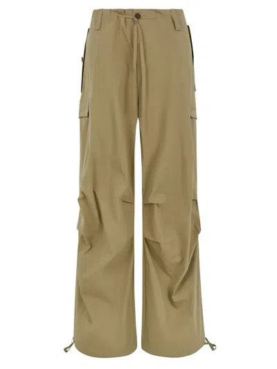 P.a.r.o.s.h Beige Cotton Blend Cargo Pants In Kaki