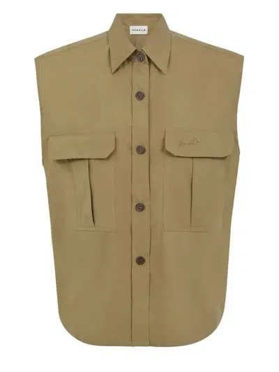 P.a.r.o.s.h Beige Cotton Blend Vest Shirt In Kaki