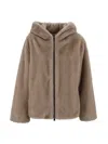 P.a.r.o.s.h Cozy Faux Fur Hooded Jacket In Brown