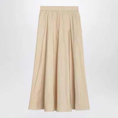 P.A.R.O.S.H BEIGE FLOUNCED MIDI SKIRT