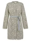 P.a.r.o.s.h Parosh Lace Detailed Long Jacket In Beige