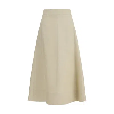 P.a.r.o.s.h Beige Linen Midi Skirt In Black