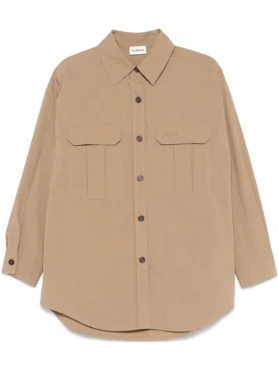 P.a.r.o.s.h Beige Logo-embroidered Shirt