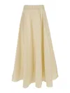 P.a.r.o.s.h Beige Midi Skirt With Elastic Waist And Ruffle Design