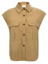 P.a.r.o.s.h Parosh Relaxed-fit Sleeveless Shirt With Front Pockets In Beige