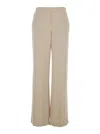 P.a.r.o.s.h Beige Pants With Elastic Waist And Wide Leg In Fabric Woman In Neutral