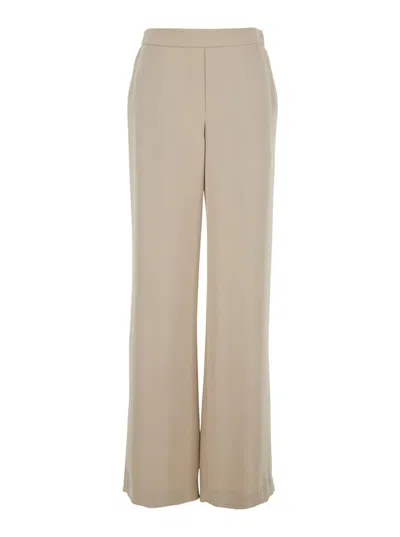 P.a.r.o.s.h Beige Pants With Elastic Waist And Wide Leg In Fabric Woman In Neutral