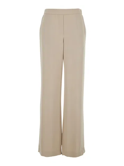 P.a.r.o.s.h Beige Pants With Elastic Waist And Wide Leg In Fabric Woman In Neutral
