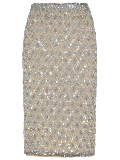 P.a.r.o.s.h Sequin Detailed Skirt In Beige