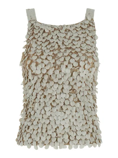 P.A.R.O.S.H BEIGE SEQUIN TOP