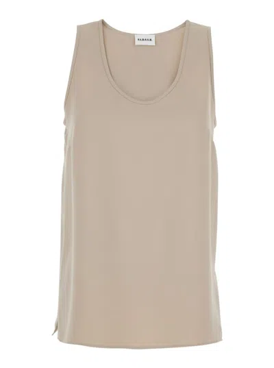 P.a.r.o.s.h Beige Sleeveless Top With Round Neck In Fabric Woman In Neutral