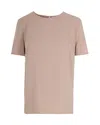 P.a.r.o.s.h Beige Solid Round Neck Top In Pink