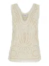 P.a.r.o.s.h Beige Top With Drop Neckline And All-over Applied Motif In Lace Woman In Neutral