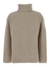 P.a.r.o.s.h Beige Turtleneck Sweater With Dropped Shoulders In Wool And Cashmere Blend Woman In Beige