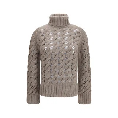 P.a.r.o.s.h P. A.r. O.s. H. Perforated Turtleneck Sweater In Brown