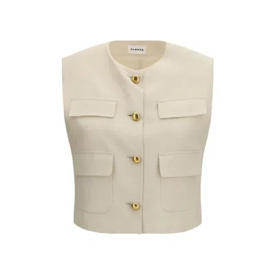 P.a.r.o.s.h Parosh Sandcolored Linenblend Waistcoat In Neutral