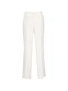 P.a.r.o.s.h Wide Leg Linen Blend Straight Trousers In White