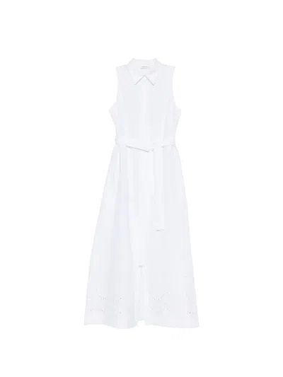 P.a.r.o.s.h Belt Pointelle Cotton Maxi Dress In Red